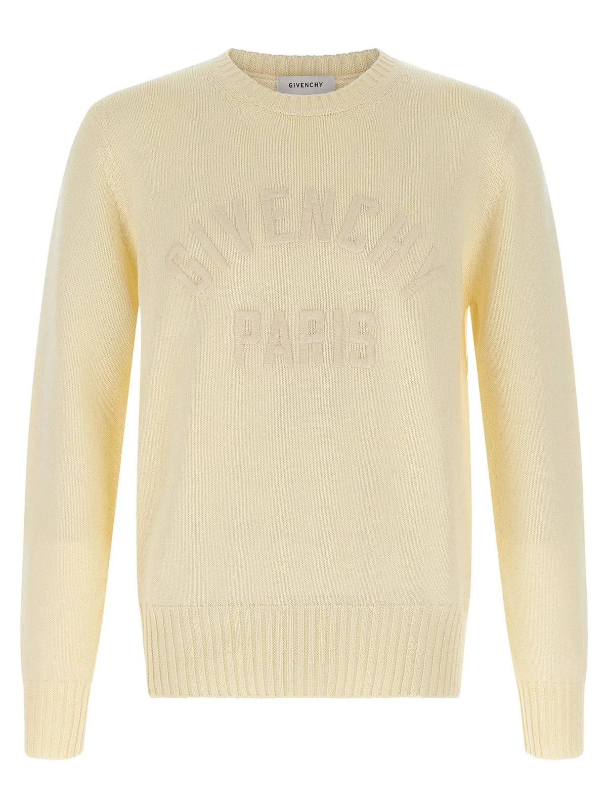 Pull en coton beige givenchy paris avec col rond et bords-côtes aux manches et à l’ourlet