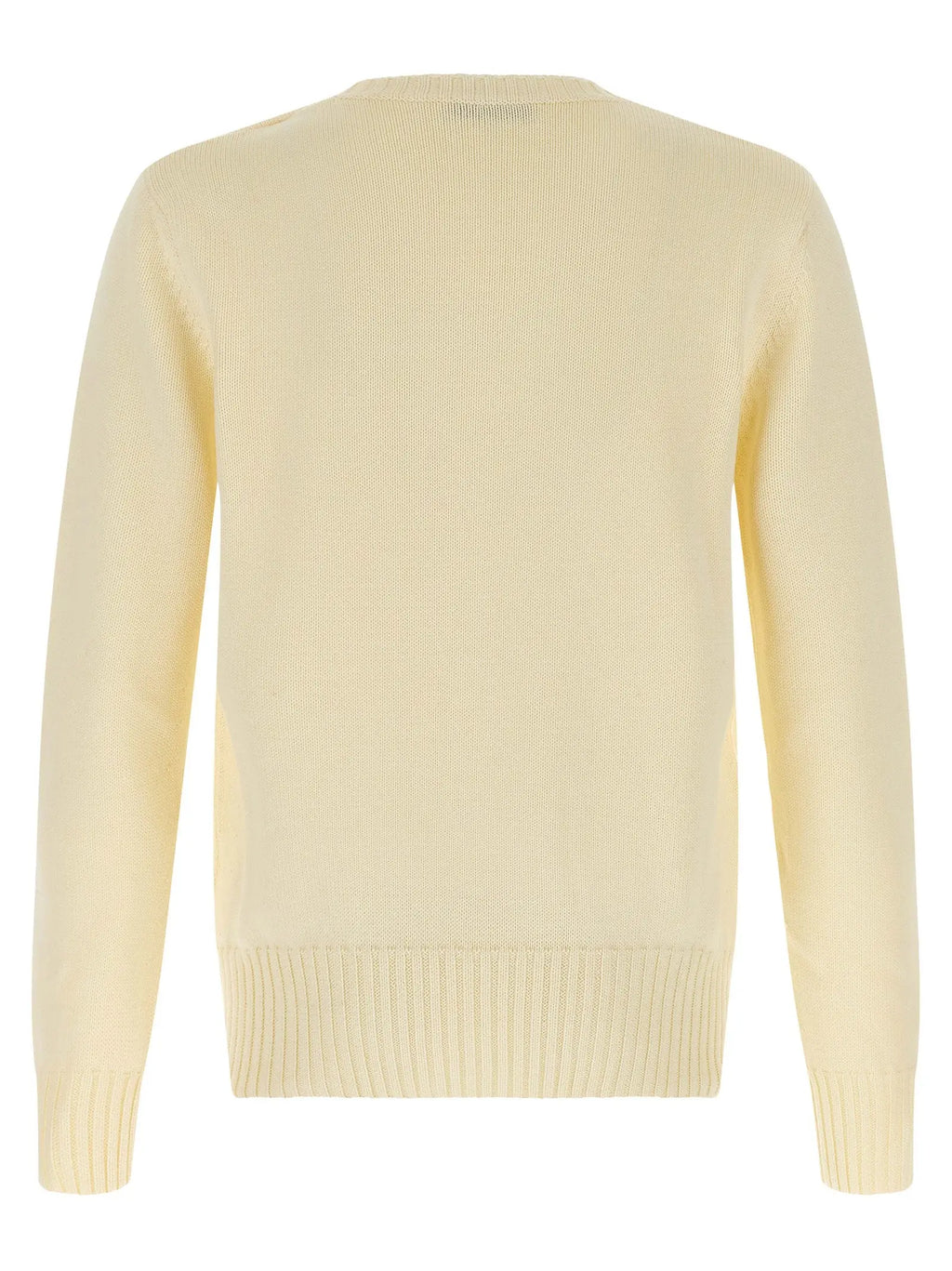 Beige cardigan givenchy en coton avec col rond classique et manches longues en maille côtelée crème