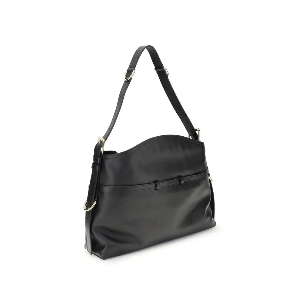 Givenchy sac à bandoulière noir en cuir de veau avec quincaillerie argentée et design minimaliste élégant