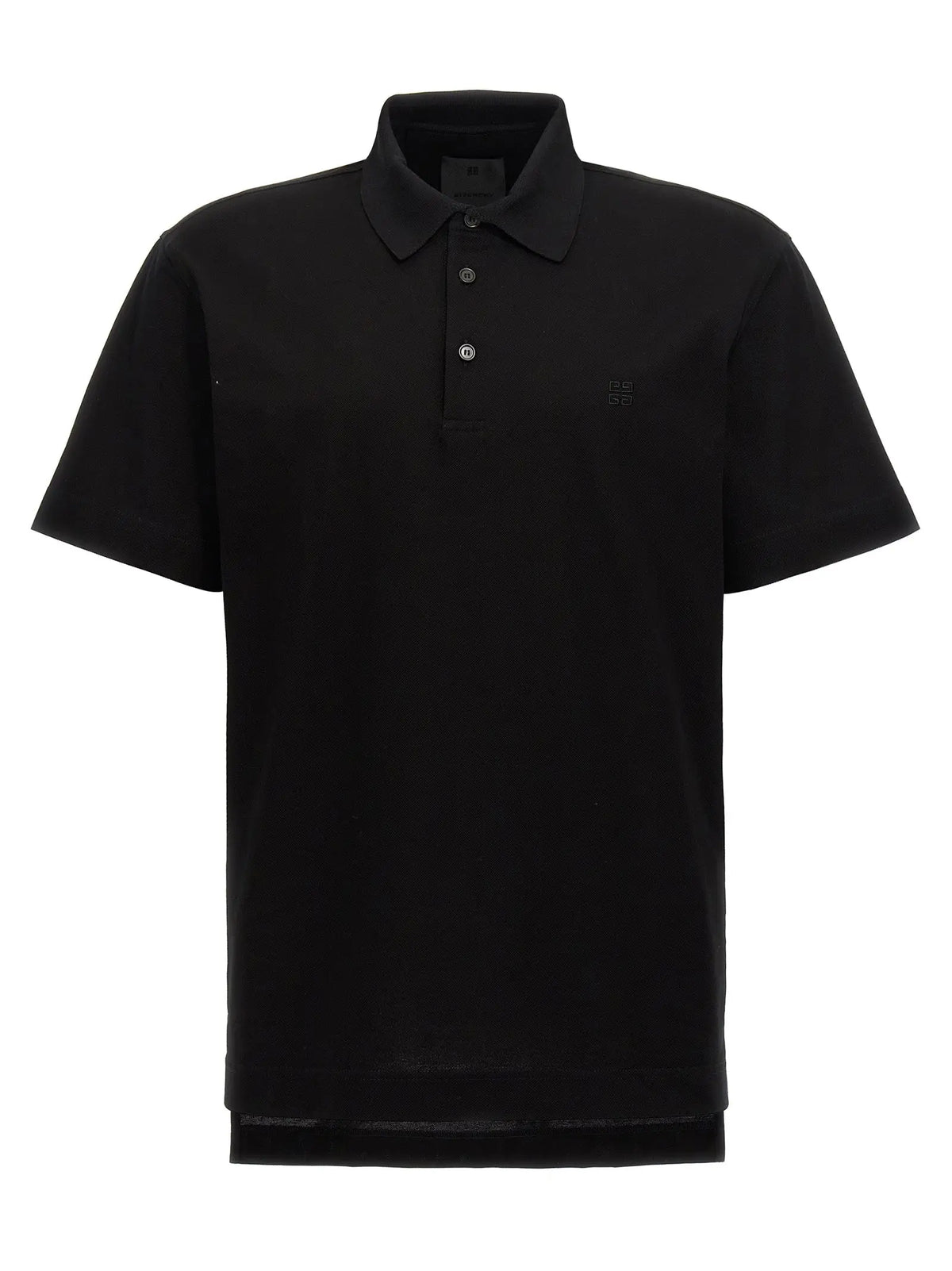 Givenchy polo noir en coton avec logo brodé subtilement sur la poitrine et boutons argentés