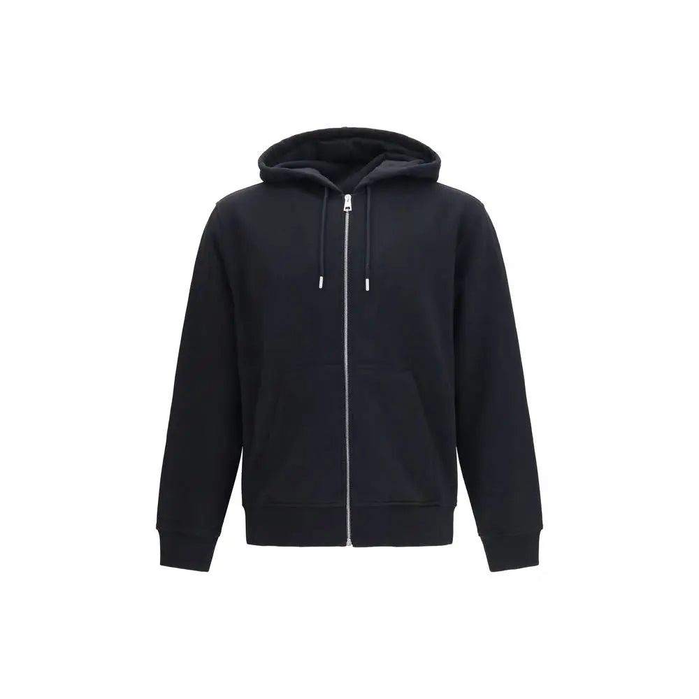 Givenchy sweat-shirt en coton noir avec capuche zippée doublée en polaire et cordons assortis