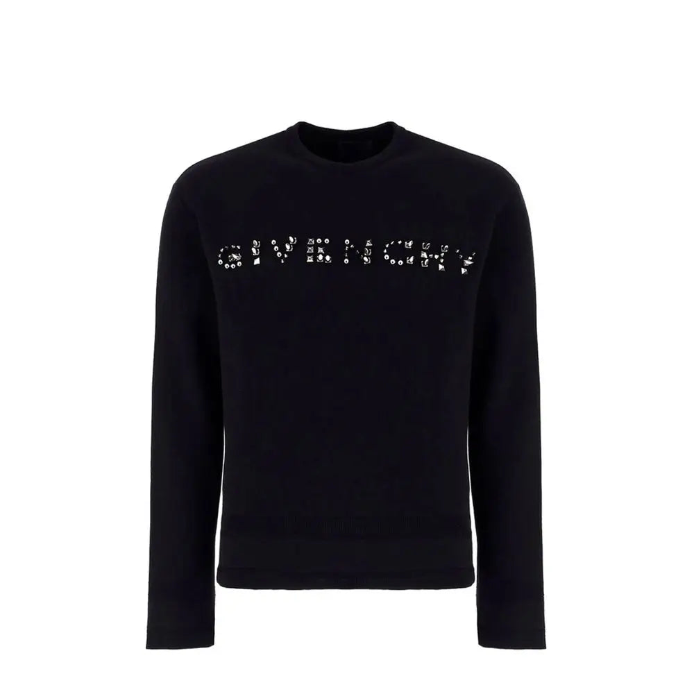 Sweatshirt noir givenchy en coton avec logo blanc brodé sur la poitrine