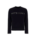 Sweatshirt noir givenchy en coton avec logo blanc brodé sur la poitrine