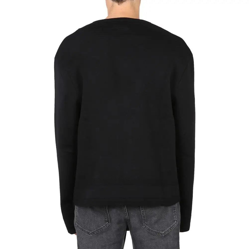 Sweatshirt givenchy noir en coton à manches longues avec col rond en maille