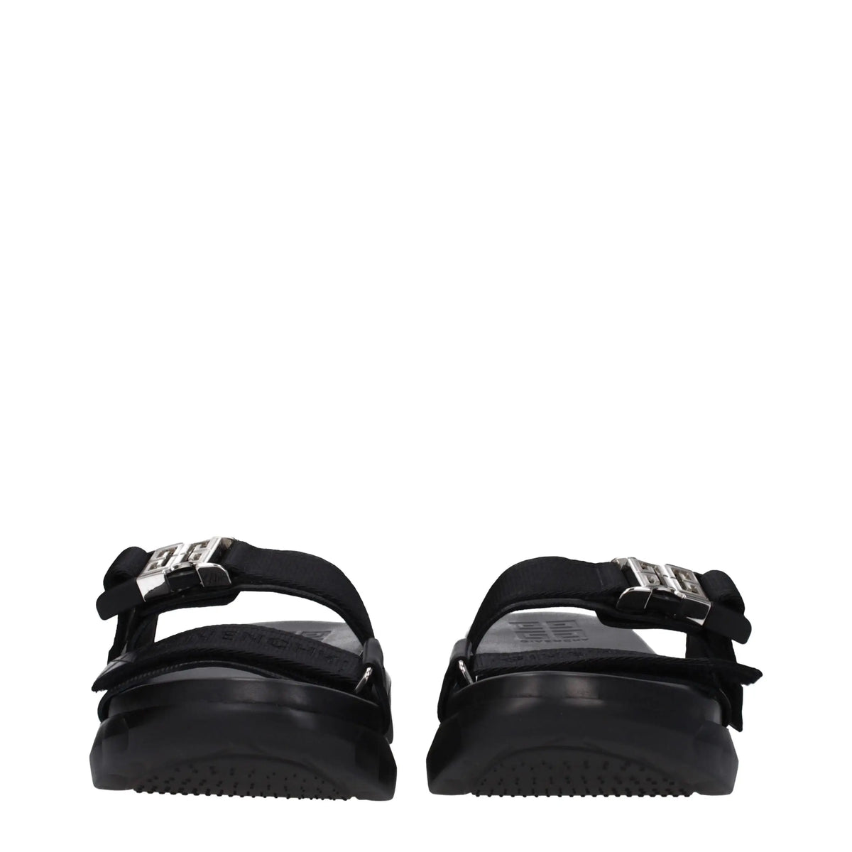 Givenchy slippers noirs en tissu avec semelle plateforme et boucles argentées