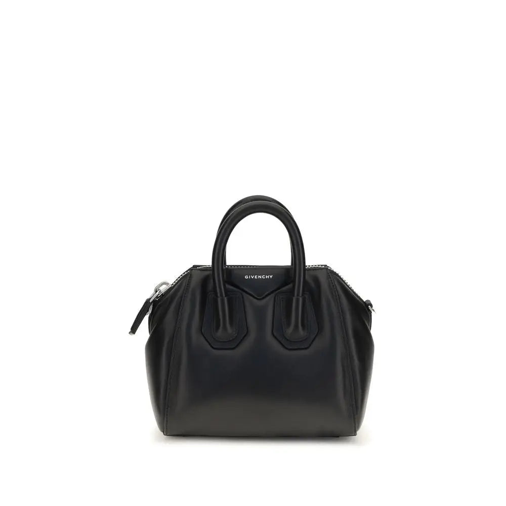 Sac à main givenchy antigona mini noir en cuir structuré avec poignées rigides lamb ovis aries