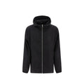 Veste givenchy en nylon noir à capuche avec fermeture éclair argentée et design minimaliste élégant