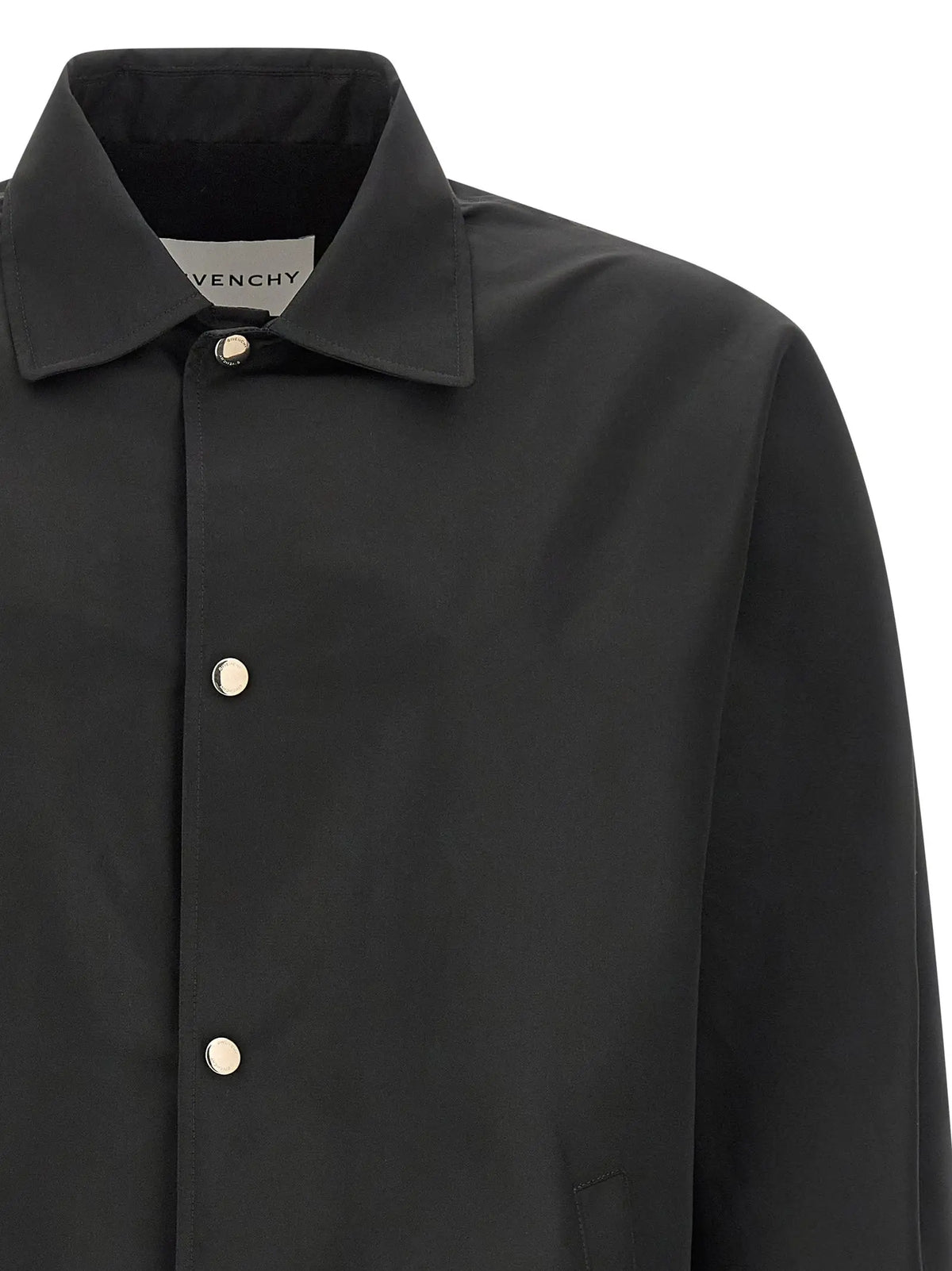 Chemise noire givenchy pour homme en polyester avec col net et boutons métalliques