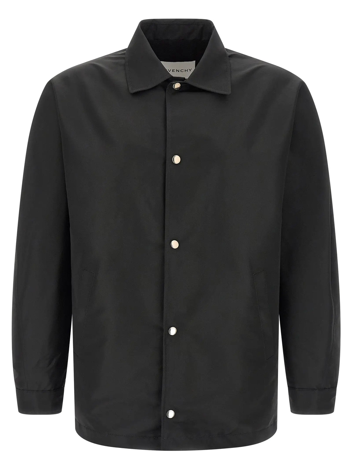 Givenchy veste noire en polyester avec boutons argentés et col classique style chemise