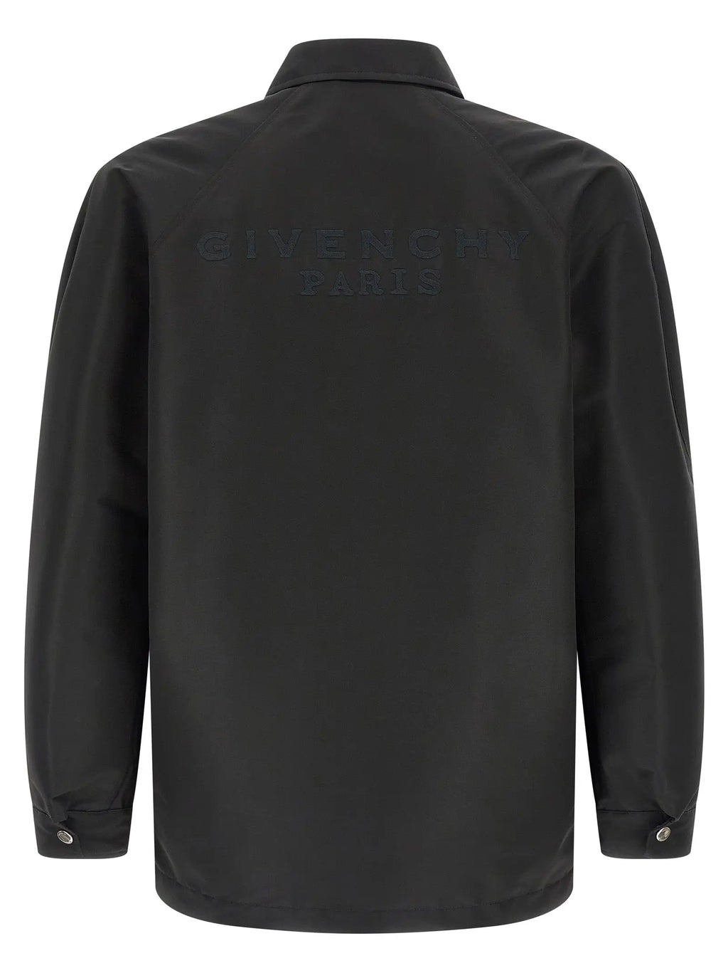 Veste givenchy paris noire en polyester vue de dos avec logo embossé subtil sur le dos