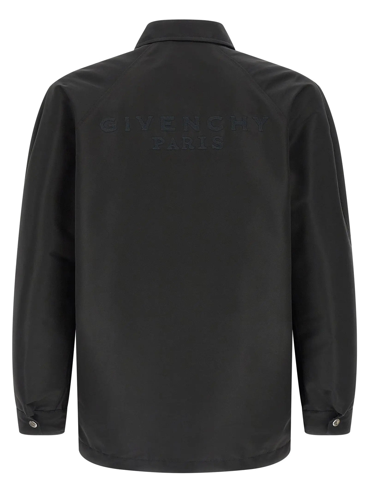 Veste givenchy paris noire en polyester vue de dos avec logo embossé subtil sur le dos