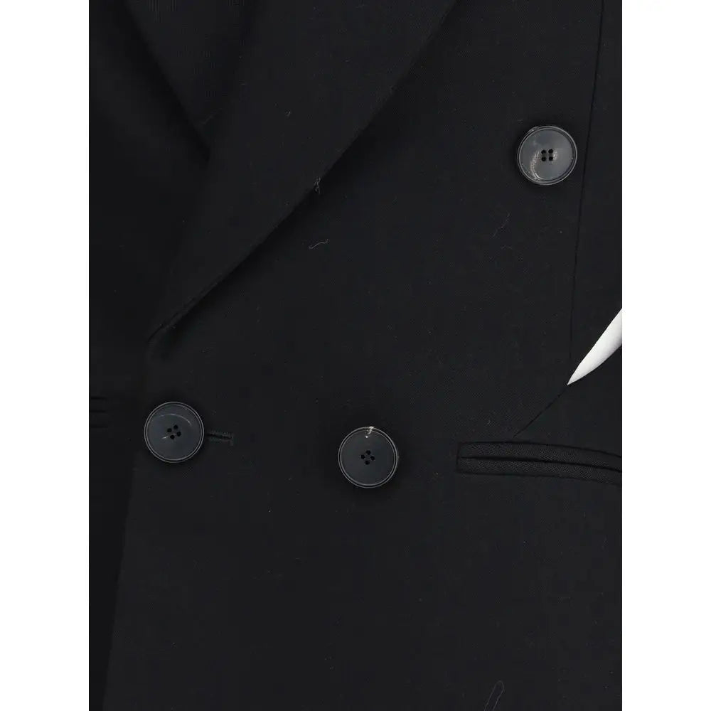 Veste en laine noire givenchy avec boutons mat élégants et coupe croisée double boutonnage