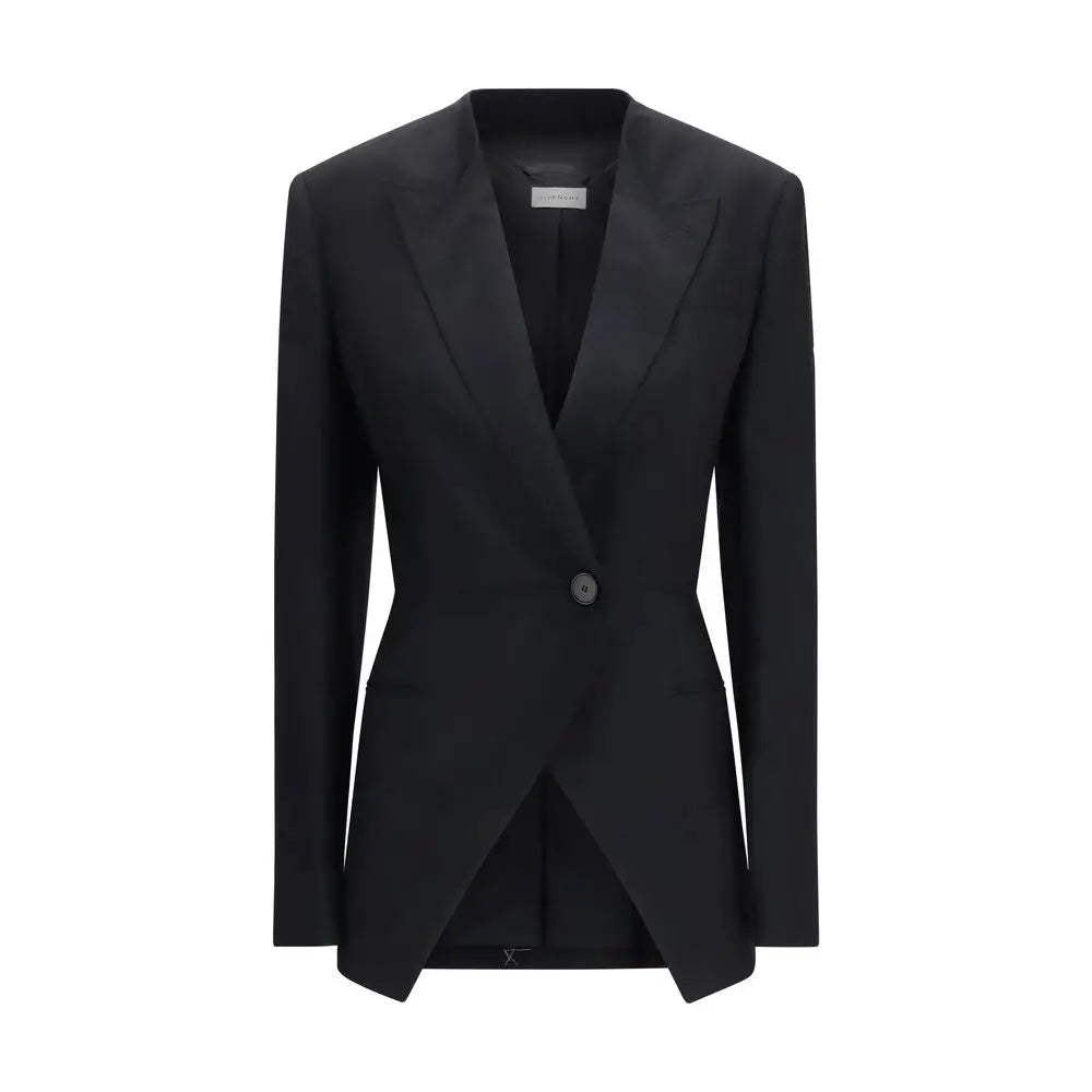 Blazer givenchy en laine noire avec fermeture à bouton unique et revers crantés tailored pour homme
