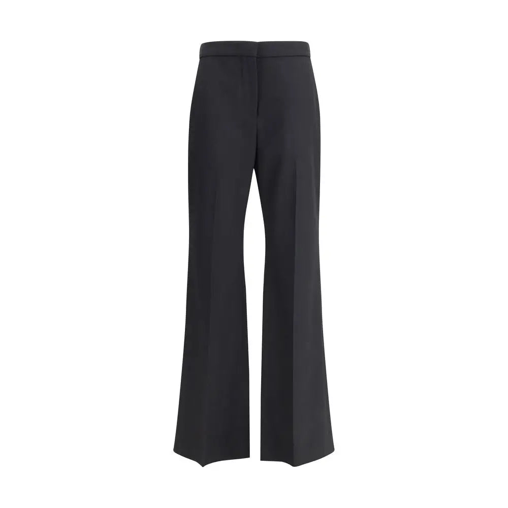 Pantalon givenchy noir en laine coupe large taille haute avec une silhouette ajustée et élégante