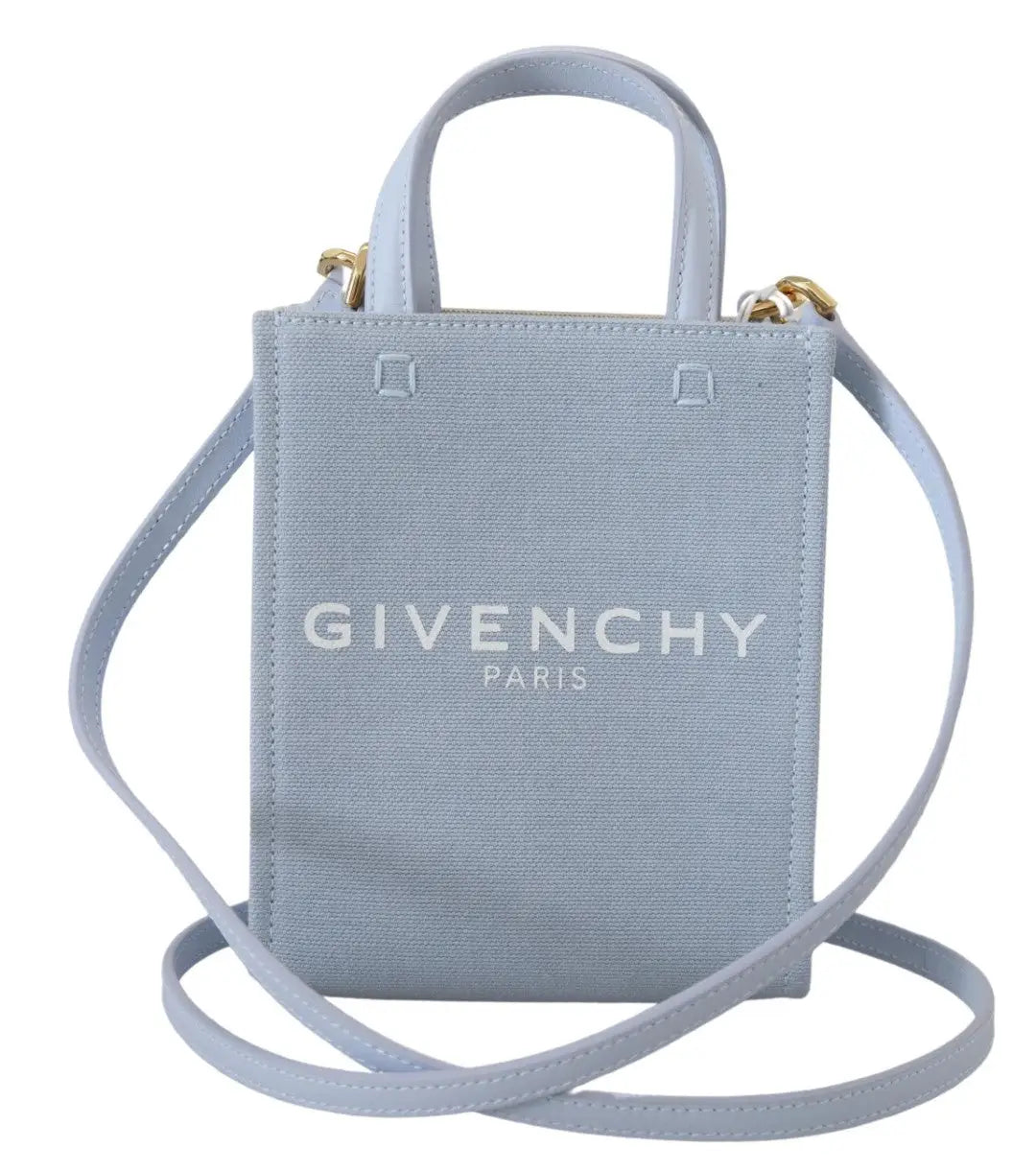 Sac fourre-tout givenchy paris bleu clair en toile avec quincaillerie dorée et bandoulière amovible