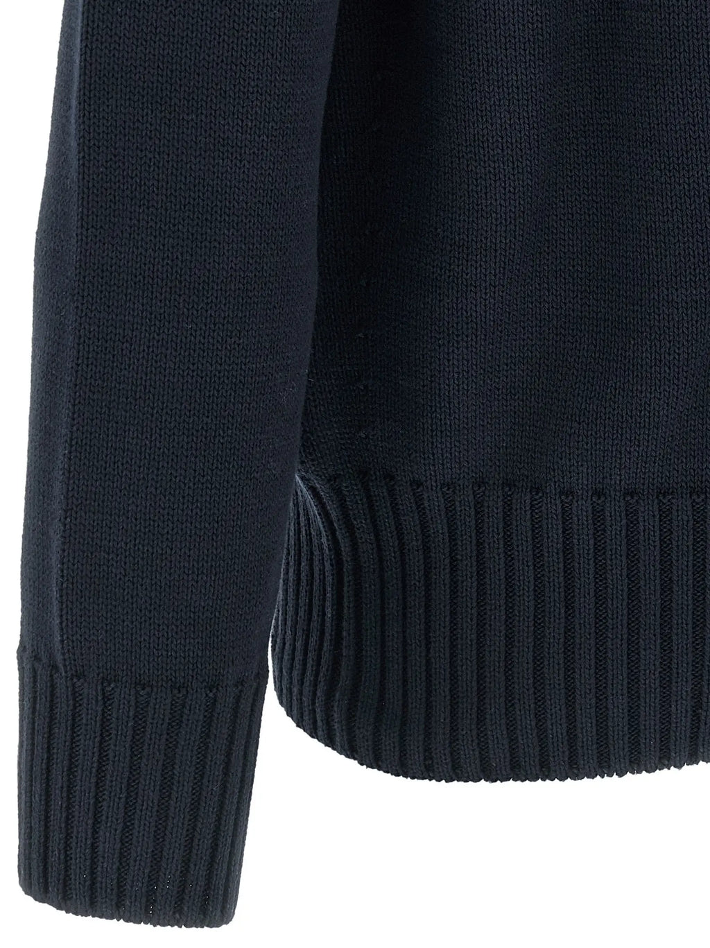 Manche de cardigan en coton bleu givenchy en maille côtelée bleu marine foncé avec finition texturée sans couture