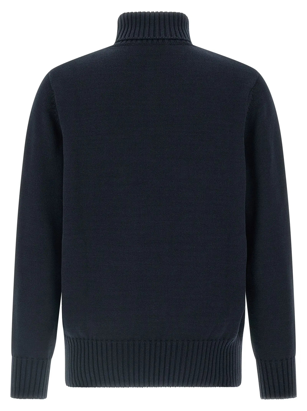 Pull à col roulé bleu marine foncé en coton avec poignets et ourlet côtelés givenchy