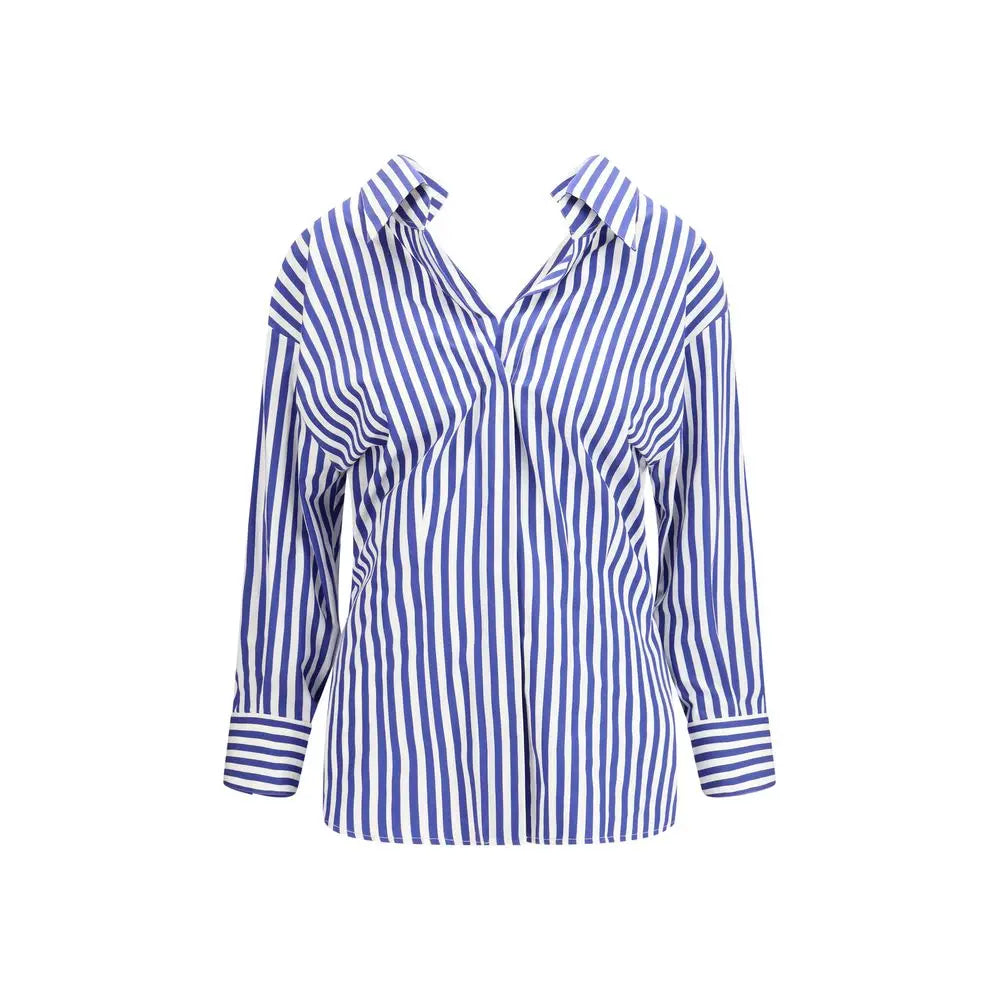 Chemise coton bleue givenchy à rayures verticales bleu et blanc à manches longues col classique boutonné