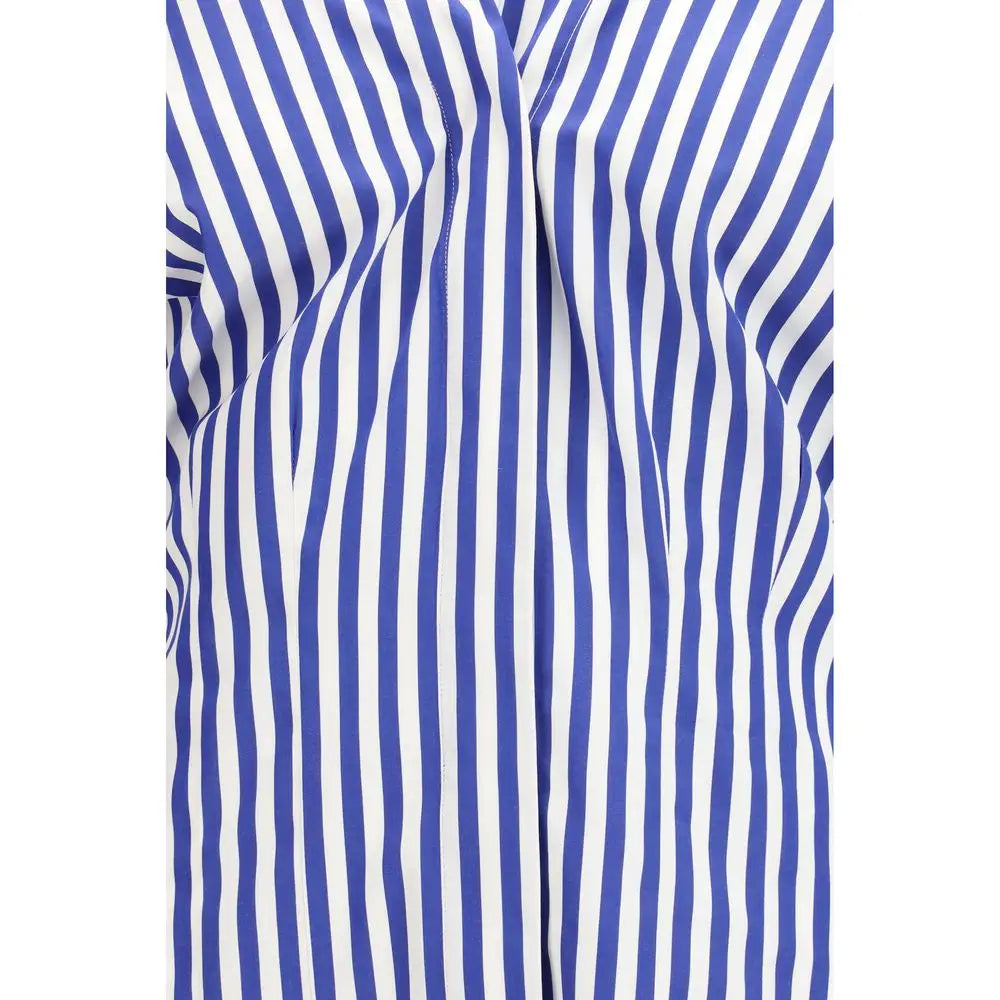 Blouse givenchy bleu coton à rayures verticales blanches avec coupe ajustée et élégante