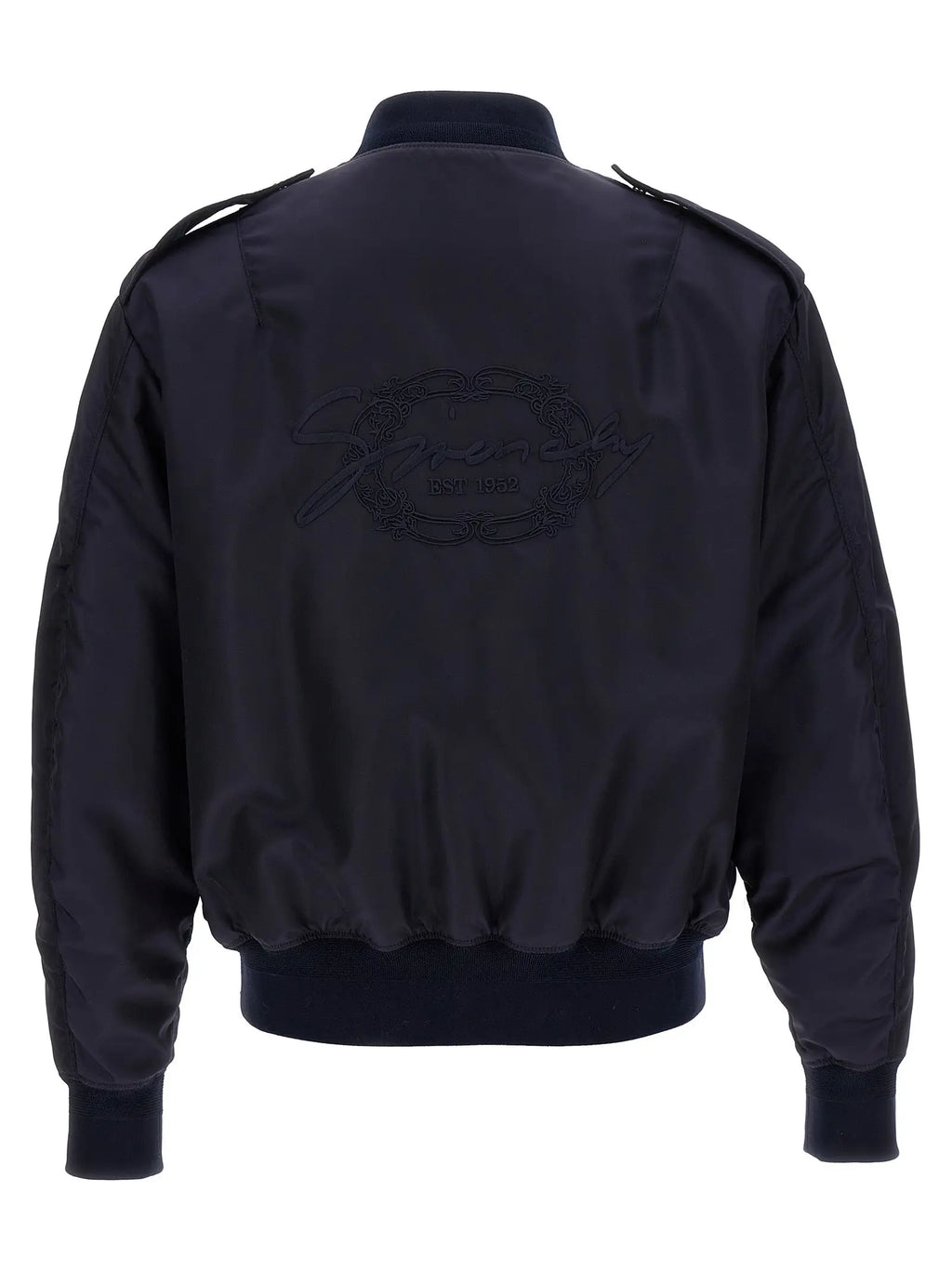 Veste bomber givenchy bleue en polyamide vue de dos avec un logo brodé subtil