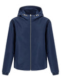 Veste coque en polyester bleu navy givenchy avec capuche fermeture éclair argentée et poignets ajustables
