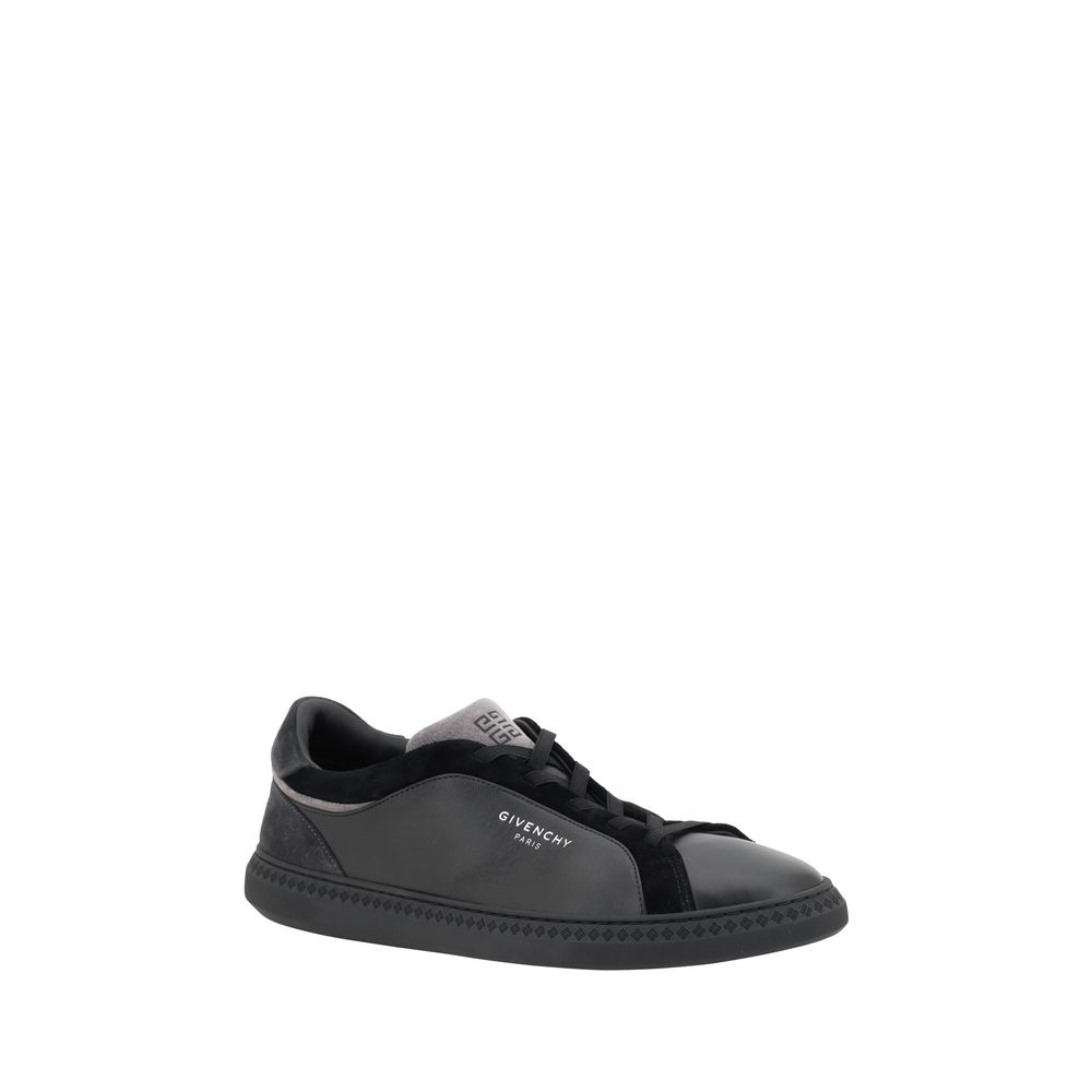 Chaussures sneakers Givenchy G Set en cuir noir, vue de face, avec design moderne et logo visible.
