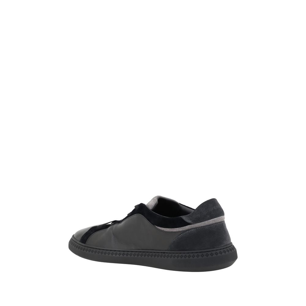 Chaussures sneakers Givenchy G Set en cuir noir, vue de face, avec détails de la marque et design moderne.