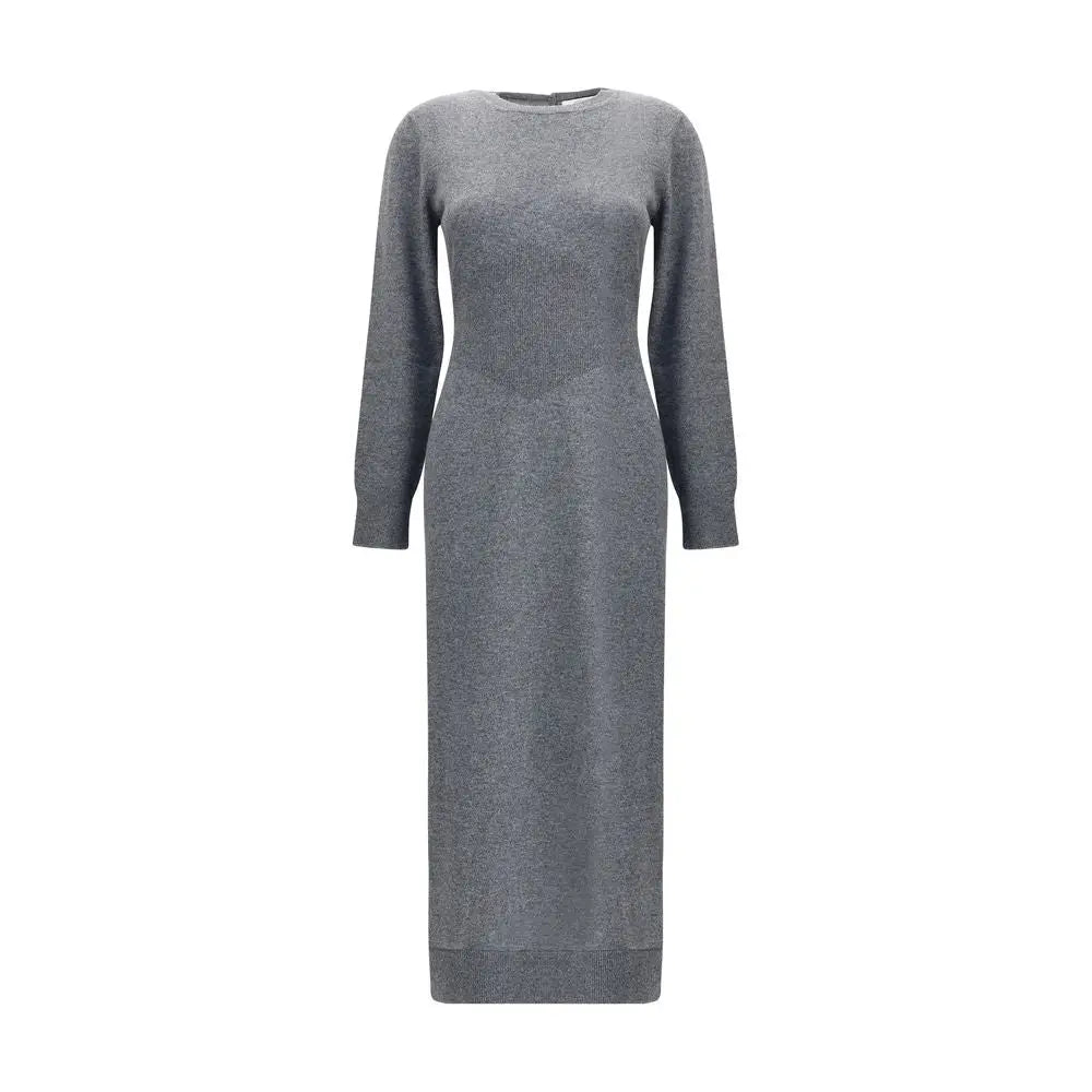 Robe grise en cachemire givenchy à manches longues avec motif texturé subtil et silhouette ajustée