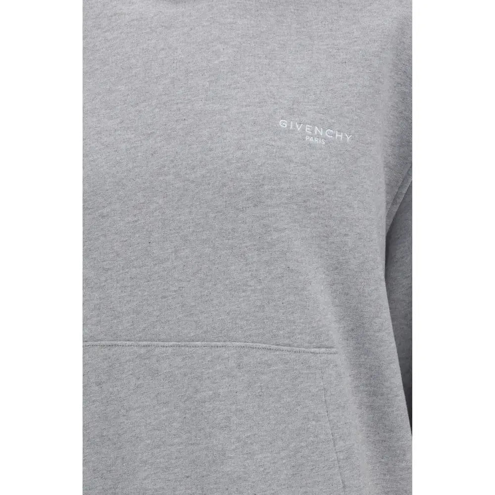 Sweatshirt givenchy gris en coton avec logo blanc brodé subtil sur la poitrine en gris chiné