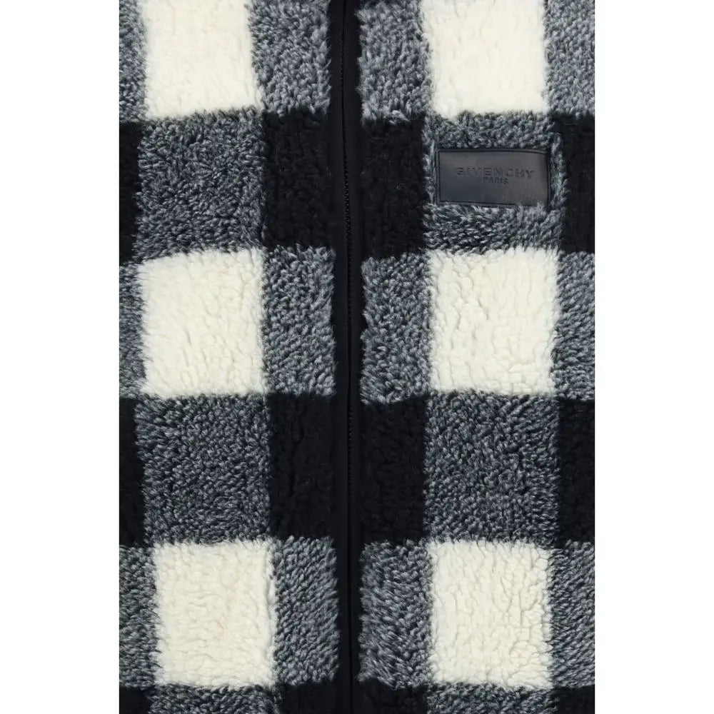 Veste pleine longueur givenchy grise en polyester avec zip central et motif noir et blanc en peau retournée