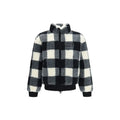 Veste longue givenchy grise en polyester avec tissu en polaire texturé à carreaux noirs et crème