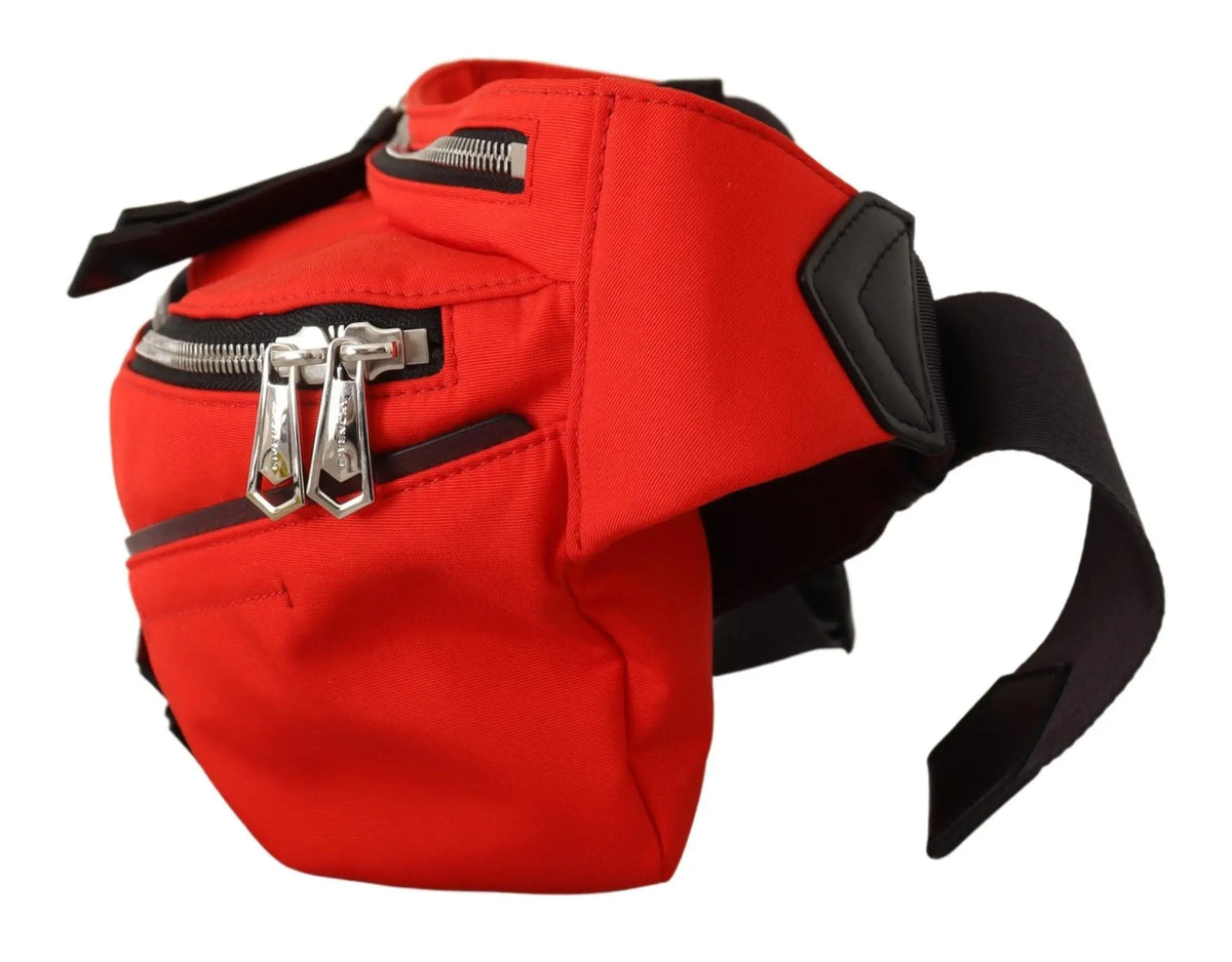 Sac banane givenchy rouge en polyamide avec accents noirs et fermetures éclair argentées en toile