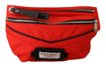 Givenchy sac banane polyamide rouge avec fermetures éclair noires et détails en cuir