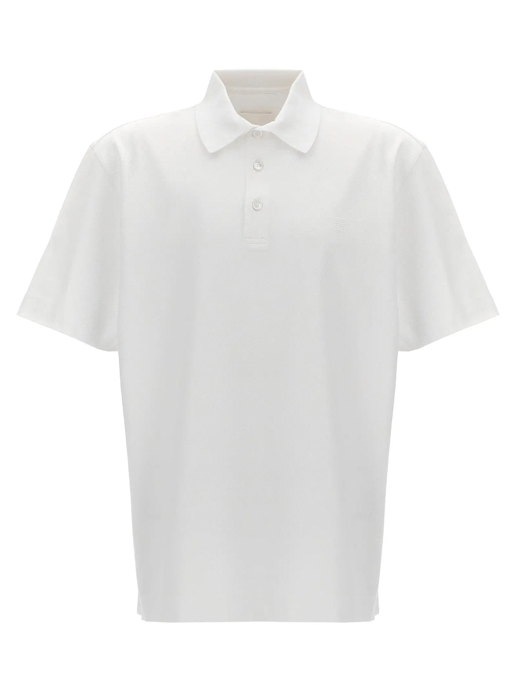 Givenchy polo blanc en coton avec col classique et patte de boutonnage trois boutons manches courtes