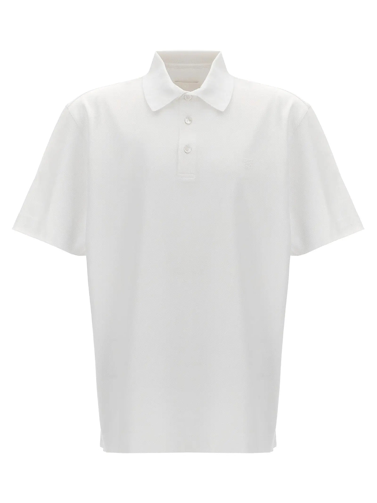 Givenchy polo blanc en coton avec col classique et patte de boutonnage trois boutons manches courtes