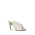 Mule givenchy white lamb ovis aries en cuir crème avec nœud proéminent et talon aiguille noir
