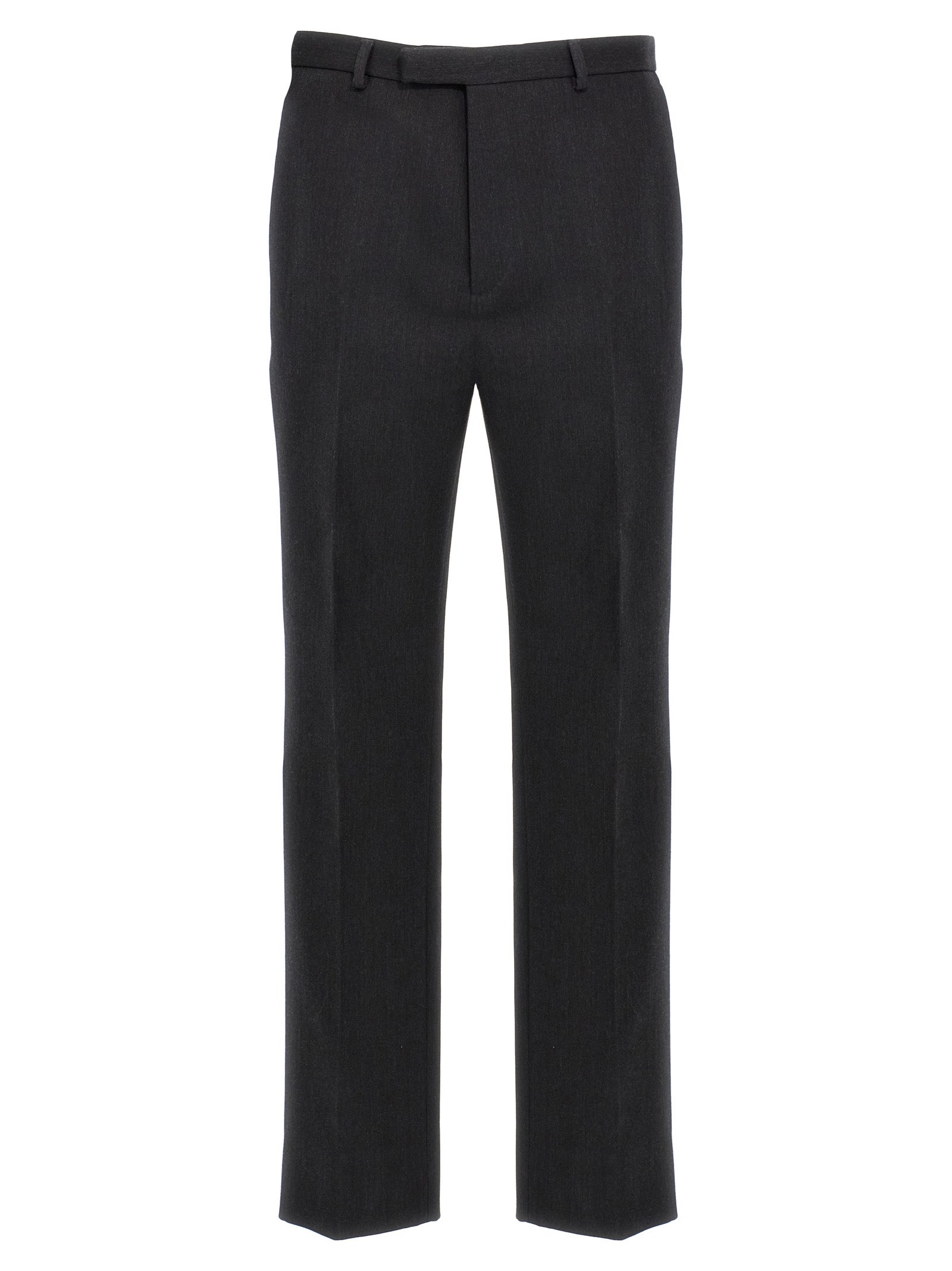 Pantalon gris en laine Gucci pour femme, coupe élégante et classique, visible sur un fond neutre.