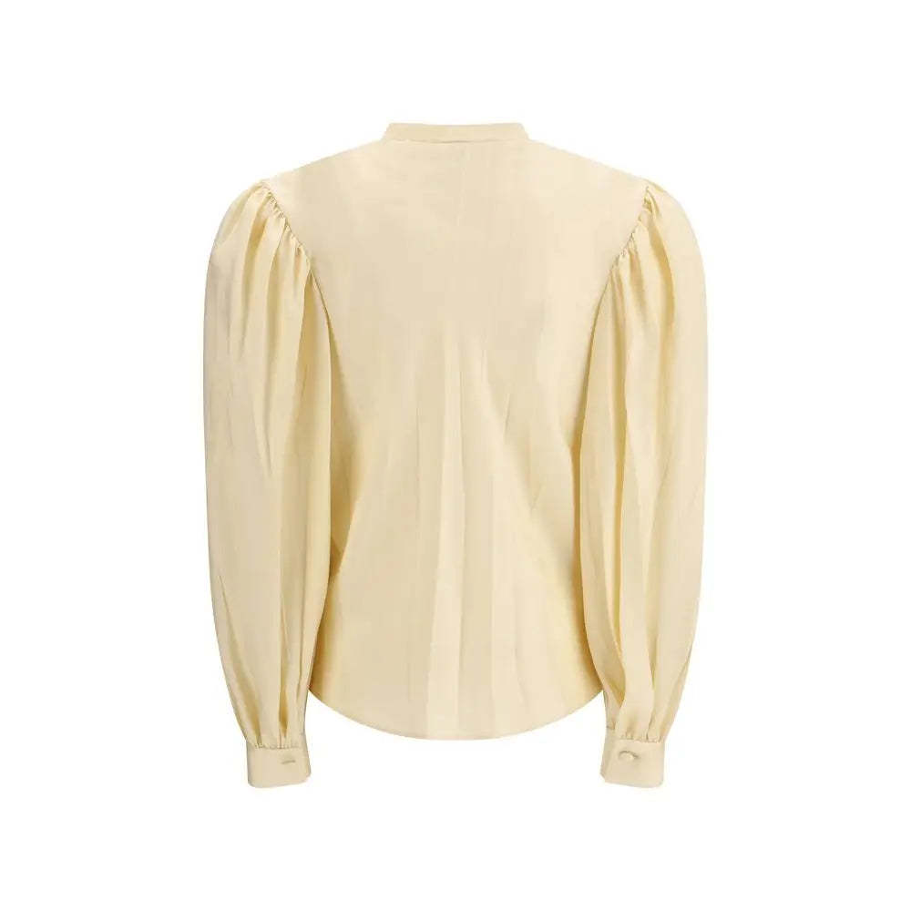 Blouse gucci beige en soie avec manches ballon et col montant crème