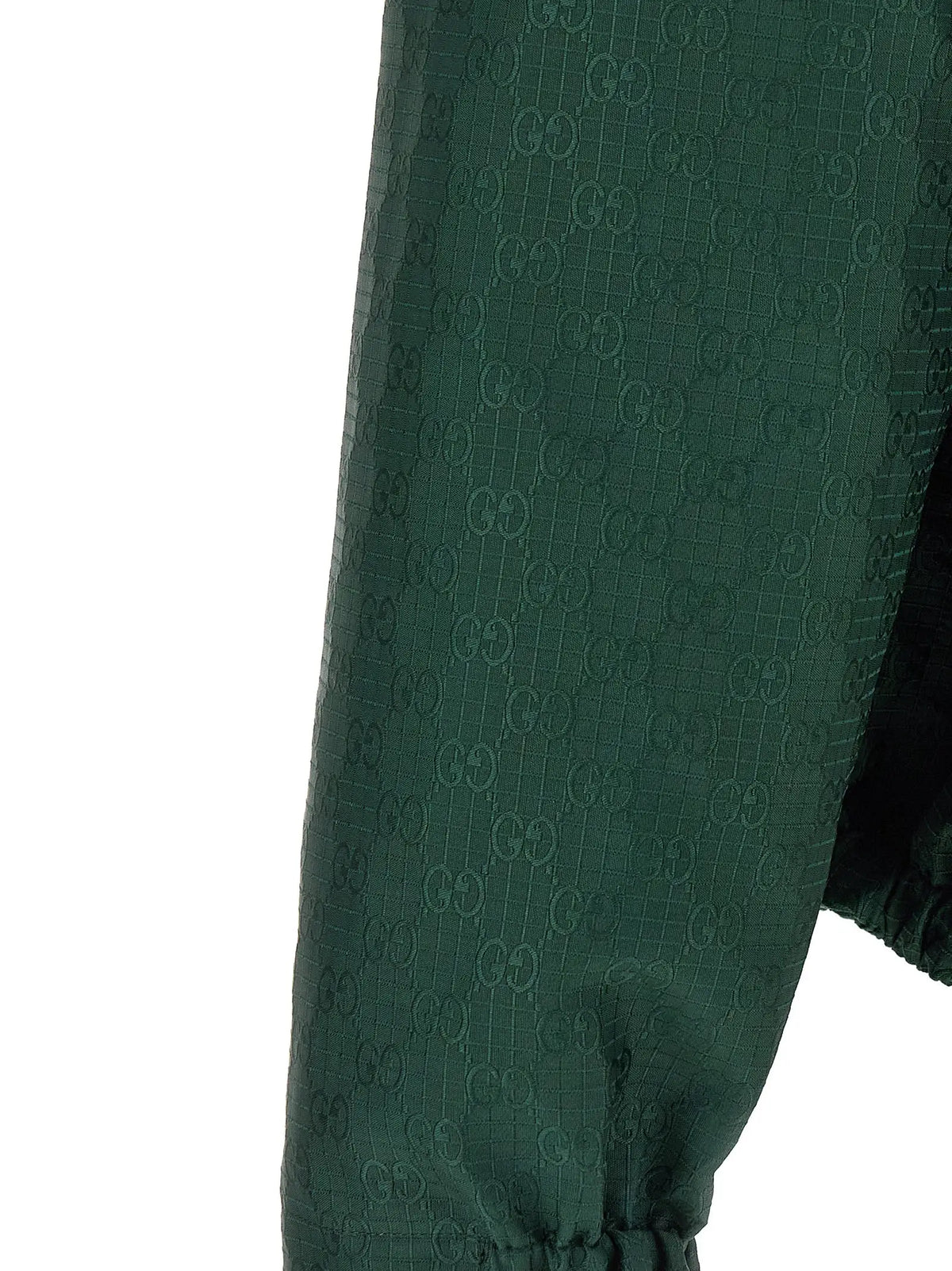 Tissu gucci vert foncé avec motif gg entrelacé répété pour veste shell en coton bicolore gucci