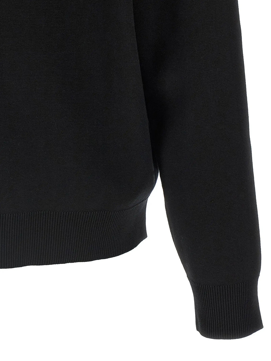 Cardigan gucci bicolor en laine noire avec col rond classique et texture côtelée uniforme