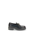Loafers gucci black calf leather bos taurus en cuir noir avec mors argenté et talon épais