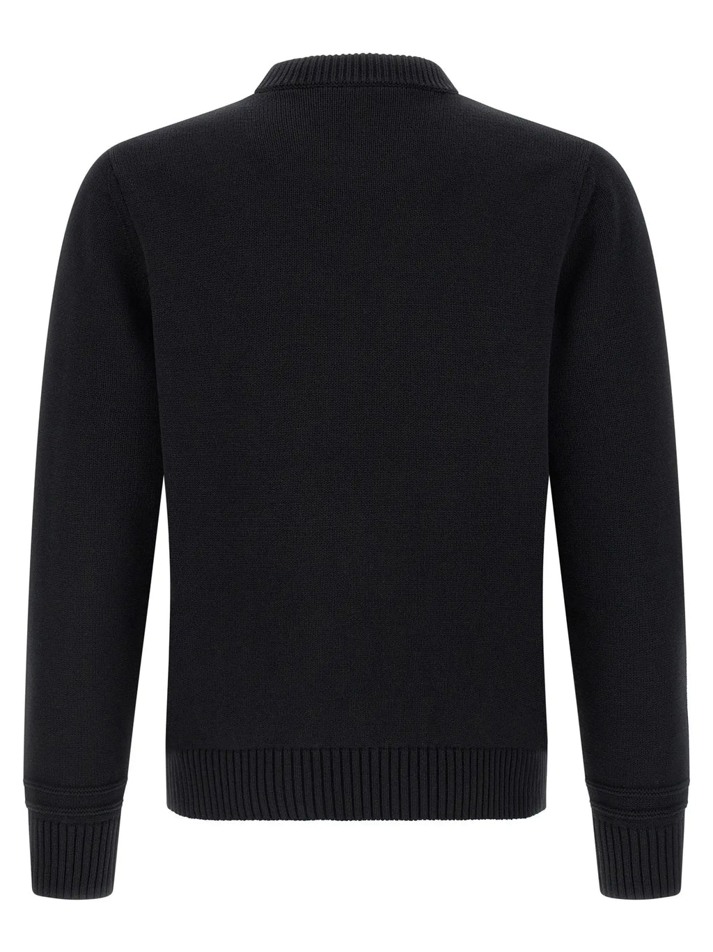 Cardigan gucci noir en coton à maille côtelée avec col rond classique et coupe ajustée