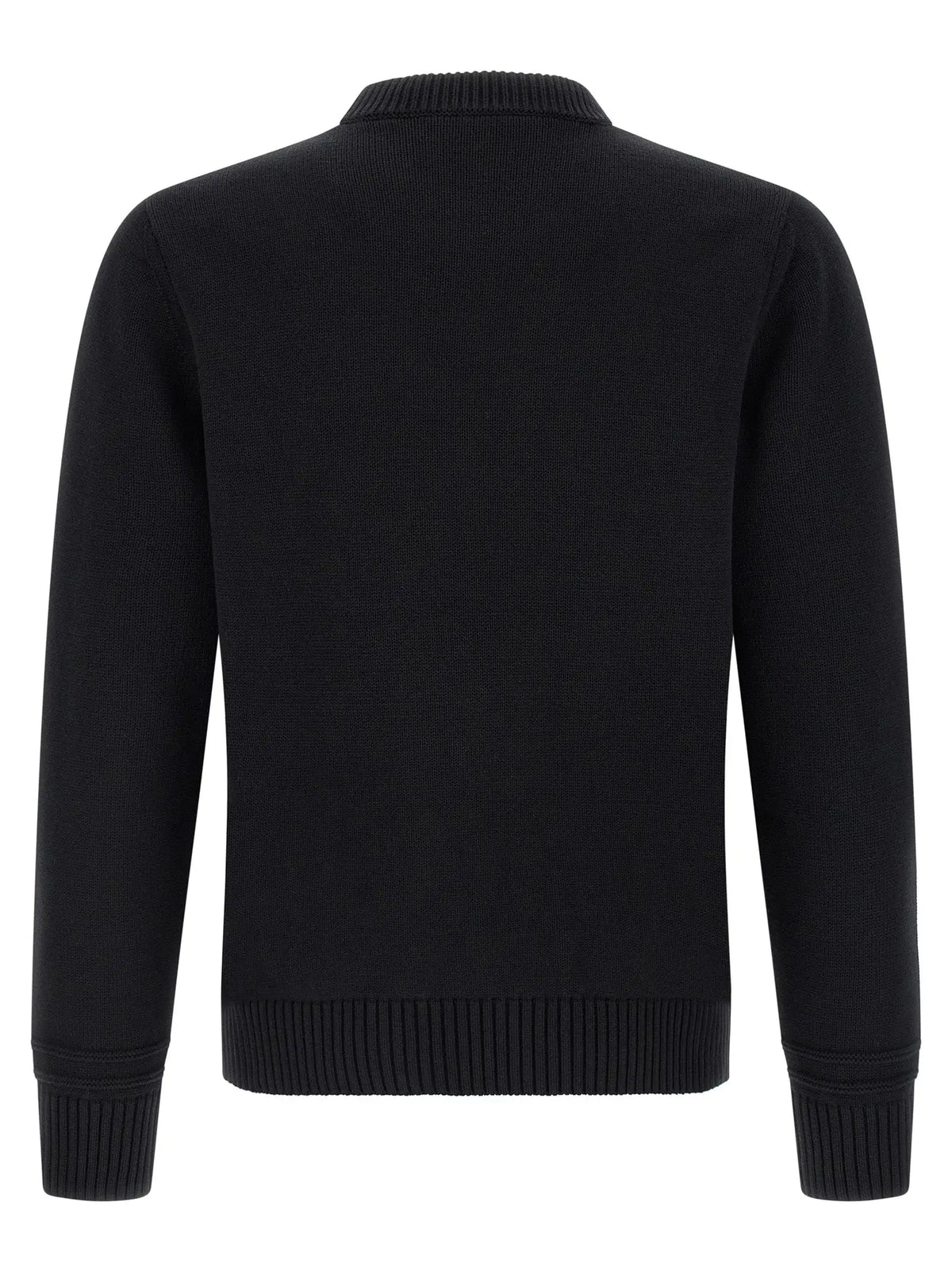 Cardigan gucci noir en coton à maille côtelée avec col rond classique et coupe ajustée