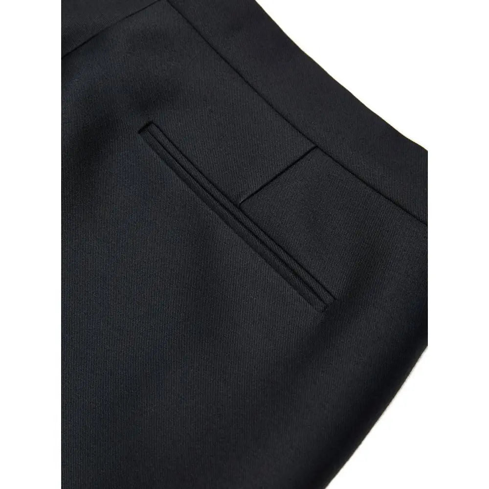 Pantalon casual gucci noir en coton avec tissu tissé structuré et couture nette