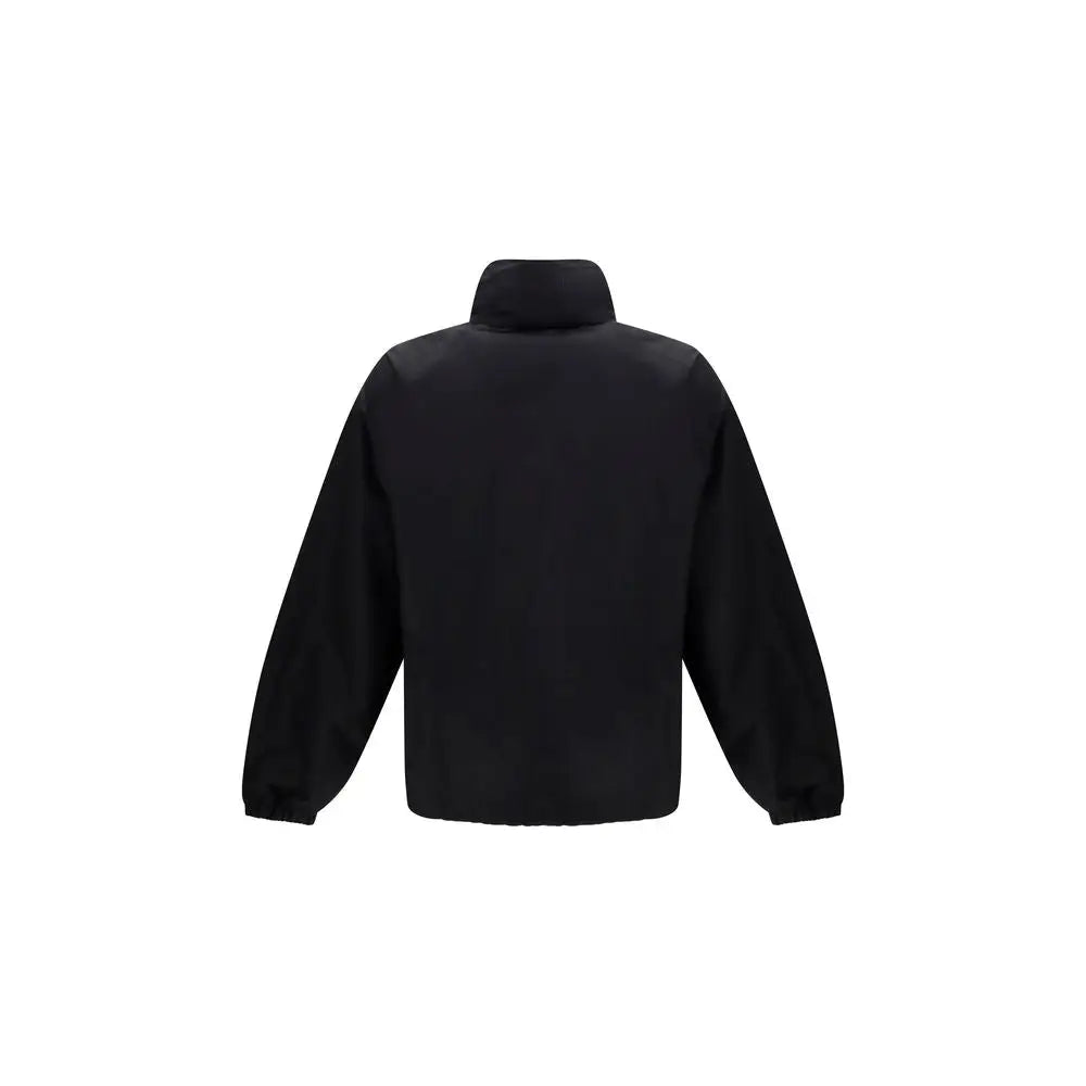 Veste gucci noire en coton à manches longues col montant finition lisse élégante