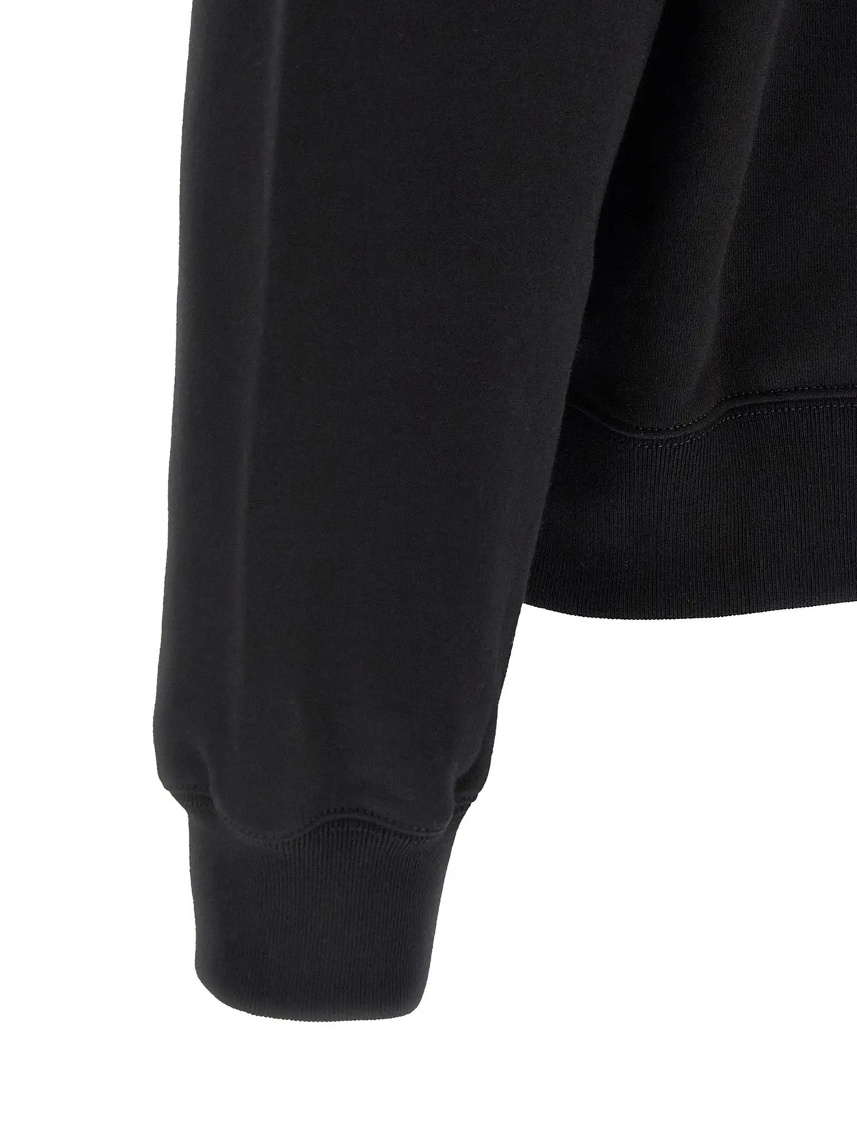 Manche de sweat-shirt gucci noir en coton avec poignets et ourlet côtelés