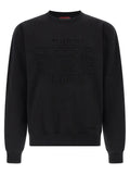 Sweatshirt gucci noir en coton avec logo et texte embossés sur le devant