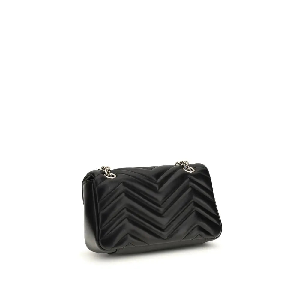 Sac à main gucci black lamb ovis aries noir matelassé avec motif zigzag et bandoulière chaîne argentée