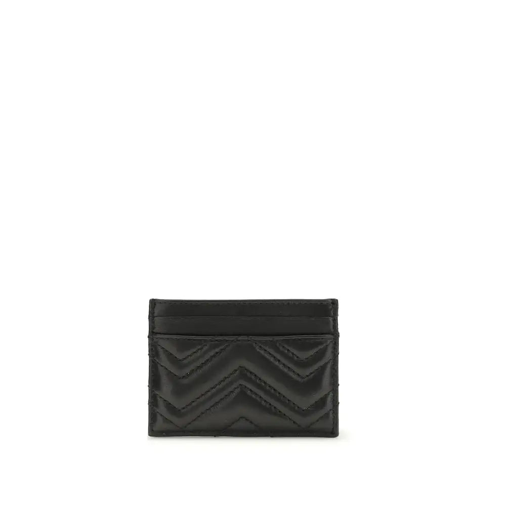 Porte-cartes gucci noir en cuir matelassé avec motif chevron lamb ovis aries wallet