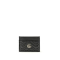 Porte-cartes noir en cuir matelassé avec logo gg argenté de gucci lamb ovis aries wallet